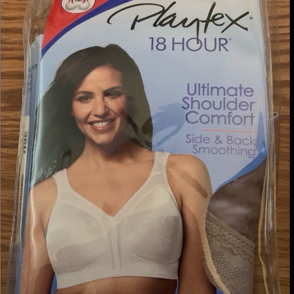 36D BRA 18 HOUR WIREFREE 4693 ULTIMATE SHOULDER COMFORT CAFE AU LAIT